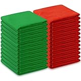 Newwiee Red and Green Flour Sack Tea Towels Cotton Dish Cloths Machine Washable Dish Towels Absorbent Dish Towels for Kitchen Cleaning Drying Embroidery Party(24 x 24 Inch, 24 Pcs)