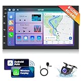 [8 CORE 2G+64G] Android Car Stereo with Wireless Carplay Android Auto, 7 Inch 1280 * 720P HD IPS Touchscreen Radio in-Dash GPS Navigation with WiFi Bluetooth 5.0 32-Band EQ DSP SWC Backup Camera