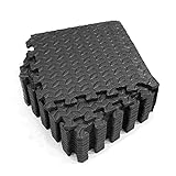Xiaokeis 12 Pieces Exercise Mats Puzzle Foam Mats Gym Flooring Mat EVA Foam Interlocking Tiles Cushioned Workout Flooring for Home and Gym Equipment Home Protective Flooring Cushion(Black)