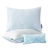 Cooling Bed Pillows for Sleeping 2 Pack Shredded Memory Foam Adjustable Pillows Standard Size Set of 2 for Side Back Sleepers - Luxury Extra Comfy Gel Pillows with Washable Removable Cover