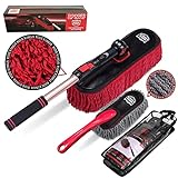 Car Duster Exterior Scratch Free,Car Dusters Extendable Handle Cleaning Exterior,Detailing Brush Kit For Car,Truck,SUV,Caravan,Motorcycle,Wax Cotton Fabric,Waterless Wash Treatments,Car Wash Equipment