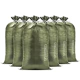 Carrywell (Not Made in China) Heavy Duty Sand Bags for Flooding, 14in x 26in with Tie Strings, Flood Water Barrier, UV Protection Sandbags for 1600 Hours (10 Bags, Green)