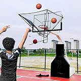 NUNETH Basketball Shot Returner Basketball Rebounder Net Return System, Portable Basketball Return Attachment for Hoop, Metal Shot Trainer Ball Returner