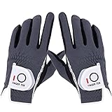 Amy Sport Mens Golf Gloves Pair Both Hands Left and Right Rain Grip Weathersof No Sweat All Weather Grips Soft Comfortable Breathable (Dark Gray, Large)