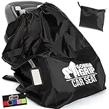 Gorilla Grip Car Seat Travel Bag, Water Dirt Tear Resistant, Easy Carry Padded Backpack Covers for Airplane, Gate Check Bags Infant Booster Convertible Carseat Air Plane Cover for Seats, Black
