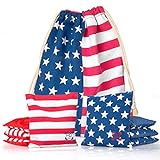 Play Platoon Professional Cornhole Bags - Set of 8 Improved Regulation All Weather Two Sided American Flag Bean Bags for Pro Corn Hole Game - 4 Stars & 4 Stripes