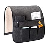 Flyingshark Non-Slip Remote Control Holder, Armrest Organizer for Recliner Couch Sofa Chair, Armchair Caddy with 5 Pockets for Smart Phone, Book, Magazines, Ipad (Black, Regular (13 in))