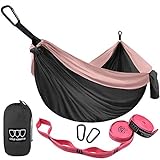 Gold Armour Camping Hammock - Portable Hammock Single Hammock Camping Accessories Camping Gear Essentials for Adult Kids, USA Based Brand (Gray and Rose Pink)