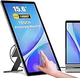 Portable Monitor Touchscreen Kickstand, 15.6' Freestanding Touch USB C Monitors, 2000:1 Contrast Ratio 1080P 100% sRGB IPS External Screen with HDMI Type C Trave Display for Laptop PC Phone PS4