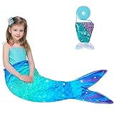 Mermaid Tail Blanket for Girls Kids - Mermaid Wearable Blankets with Sequin Coin Purse All Seasons Mermaid Tails Sleeping Bags Soft Flannel Snuggle Blanket Birthday Gift Set(Green & Blue)