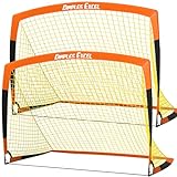 Dimples Excel Soccer Goals Kids Soccer Net for Backyard (5x3.6 FT 2 Set, Orange Black)