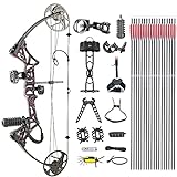 TOPOINTARCHERY M1 Compound Bow Package , 19'-30' Draw Length,19-70Lbs Draw Weight,320fps IBO Limbs Made in USA (Muddy Girl)