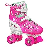 Roller Derby Trac Star Youth Girl's Adjustable Roller Skate White/Pink Size Large (3-6)