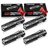 LETMY Tactical Flashlight, Super Bright LED Mini Flashlights with Belt Clip, Zoomable, 3 Modes, Waterproof - Best EDC Flashlight for Gift, Hiking, Camping, Hurricane & Power Outage (4 Pack)