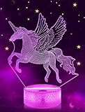 FULLOSUN Unicorn Gifts for Grils,3D Illusion Night Light Bedside Lamp wtih Remote Control 16 Colors Changing Dim Function, Creative Gifts for Room/Home Decor Birthday Xmas for Boys & Girls