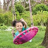 Hearthsong 24-Inch ColorBurst Round Tree Swing with Mesh Mat and Foam-Padded Metal Frame, Pink