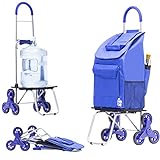 dbest products Stair Climber Bigger Trolley Dolly, Blue Shopping Grocery Foldable Cart Condo Apartment