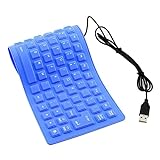 Super Space Foldable Silicone, USB Waterproof Travel Wired Keyboard, Wired Keyboard with 4.14ft - Folding Keyboard Compatible with Windows, PC, Laptop, Mac, blue