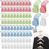 200 PCS Clothes Hanger Connector Hooks, 4 Colors Magic Hanger Hooks Heavy Duty Cascading Connection Hooks Space Saving Hanger Extenders Clips for Clothes for Organizer Closet