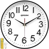 QPEUIM Wall Clock Wall Clocks Silent Non-Ticking Battery Operated Large Easy to Read with Stereoscopic Dial Ultra-Quiet Movement Quartz for Office Classroom School Home Kitchen (10 inches)…