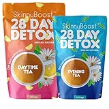 SkinnyBoost 28 Day Detox Tea Kit-1 Daytime (28 Bags) 1 Evening (14 Bags) Non GMO, Vegan, All Natural Teas, Made with Green Tea and Herbal Teas for Natural Detox and Cleanse