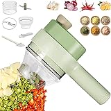 Kitchen Goods Electric Vegetable Cutter Set - 4 in 1 Portable, Rechargeable, Wireless Food Processor & Chopper Machine for Pepper, Garlic, Onion, Celery & Meat