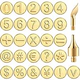 28 Pieces Wood Burning Tip Number Wood Burning Tool Number and Symbol Set for Wood and Other Surface by Wooden Number for Carving Craft Wood Burning DIY Hobby Tool