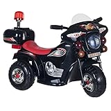 Kids' Electric Motorcycle - 3-Wheel Battery-Powered Ride-On Trike for Ages 3 to 6 with Police Decals, Reverse, and Headlights by Lil' Rider (Black)