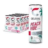 CELSIUS Essential Energy Drink 12 Fl Oz, Sparkling Peach Vibe (Pack of 12)