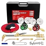 RX WELD Oxygen Acetylene Torch Kit, Gas Cutting Welding Kit Portable Oxy Brazing Welder Tool Set with Check Valves, CGA540 and CGA510