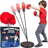 Island Genius Boxing Set for Kids Equipment Includes Punching Bag with Stand and Gloves | Active Toys and Gifts for Boys & Girls Ages 5 6 7 8 Years Old