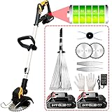 Weed Wacker Battery Powered 24v | 1880W 2 x 2.0Ah | Lightweight String Trimmers Brush Cutter with Replace Spool Trimmer Lines and Adjustable Metal Grass Rake
