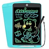 LCD Writing Tablet 12 Inch Toddler Doodle Board,Colorful Drawing Tablet Writing Pad,Erasable Electronic Painting Pads,Educational and Learning Girls Gifts Toys for 3 4 5 6Year Old Girls Boys(Sky Blue)
