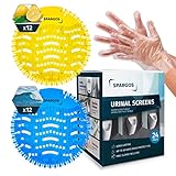 Urinal Screen Deodorizer (24 Pack) Urinal Cakes Fresh 3d Wave Anti-Splash Odor Protection for Toilets in Bathroom Office Stadiums Schools with Free Gloves - 12pcs Blue Ocean Breeze and 12pcs Yellow Lemon