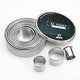 SurgeHai 12 Piece Round Cookie Cutter Set, Donut Cutter Set, Stainless Steel Circle Fondant Molds For Dough Pastry Biscuits English Muffins