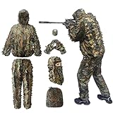 Hunting Camo, Hunting Clothes for Men, Ghillie Suit Full Face Mask Gloves Set, Geely Suit, Ghillie Suit for Men, Hunting Camouflage Suit, Outdoor Games.