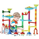 Marble Run Toy, 110pcs Marble Maze Kit STEM Educational Learning Toy for Kids, Mable Race Construction Railway Building Blocks with 60 Marbles Birthday Gift for Boys Girls 3 4 5 6 7 8 + Years Old