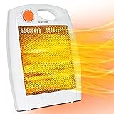TONINGIO Infrared Space Heater - Portable Radiant Quartz Desk Heater with 2 Heat Settings, Infrared Quartz Heater White