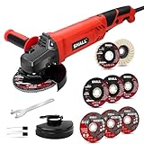 SHALL Angle Grinder Tool 7.5Amp 4-1/2 Inch, 6-Variable-Speed Grinders Power Tools, Electric Metal Grinder 12000 RPM w/ 2 Safety Guards, Cutting Wheels, Flap Discs, Non-Slip Handle for Metal/Wood