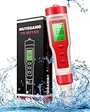 4-in-1 PH Meter, PH Meter for Water, Digital PH Tester 0.01 High Accuracy with 0-14 PH Measurement Range, PH TDS Temperature and EC Water PH Tester with ATC for Household Drinking, Pool and Aquarium