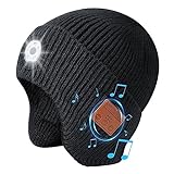 Bluetooth Beanie Headphone Hat with Light, Unique Tech Gifts for Men Women-Rechargeable LED Skullcap Winter Beanie with Light
