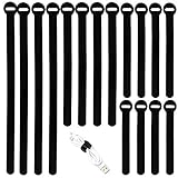 100PCS Reusable Cable Ties - 4+6+8+10inch Multi-Purpose Cable management Hook & Loop Cable Straps Wire Ties,Adjustable Fastening Cord Organizer,Cable Organizer for Home,Office and Data Centers,Black