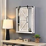 FirsTime & Co.® Winona Farmhouse Barn Door Cabinet Mirror, American Crafted, Aged White, 21 x 5.5 x 28 ,