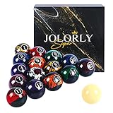 JOLORLY Dark Marble-Swirl Billiard Balls AAA-Grade, Complete Set of 16 Pool Balls, 2-1/4' Regulation Size and Weight Professional Tournament Pool Table Balls
