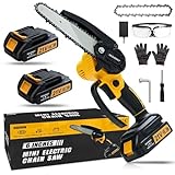 Mini Chainsaw, 6 Inch cordless mini chainsaw, Portable Electric Chainsaw, Handheld Mini Chainsaw, Light Weight with Safety Lock, With 2PCS Batteries