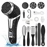 Electric Callus Remover for Feet (with Dander Vacuum), Portable Pedicure Kit Foot File Callus Remover, Rechargeable Waterproof Foot File for Foot Care Deadskin Remover with 3Head&LCD Display