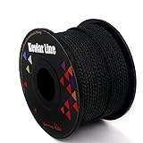emma kites 100% Black Kevlar Braided Cord 100Ft 300Lb High Strength, Abrasion Flame Resistant, Tough Survival Tactical Cord Model Rocket Paracord Snare Line Fishing Assist Cord