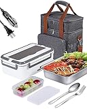 Rhudaky Electric Lunch Box Food Heater 80W/60oz, 3 in 1 Heated Lunch Boxes for Adults,Portable Food Warmer Self Heating Box for Men with Large Insulated Lunch Bag for women