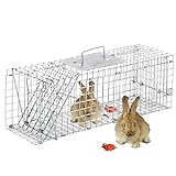 Meibangzz Animal Traps,Live Animal Trap for Cats,Rabbits, Squirrels,cat Trap for Stray Cats, Live Traps for Raccoons, Stainless Steel Foldable with Pedal Triggers (24 x 7 x 8 inches)