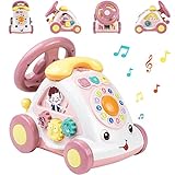 Beacron Baby Musical Cell Phone Toy, Interactive Telephone Car Toy with Sound, Light and Universal Wheel, Learning Toddler Toys for Girls and Boys Birthday Christmas Xmas Gifts 1 2 3 4 Year Old